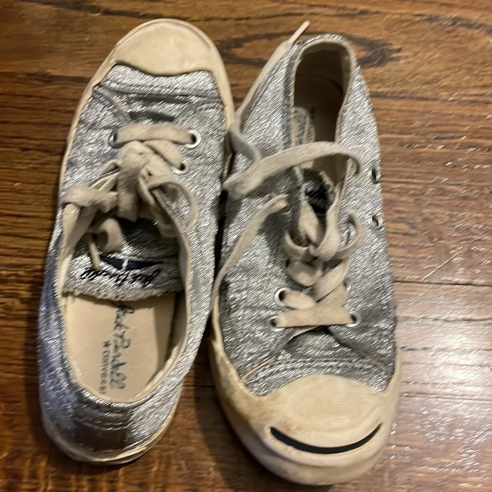 Jack Purcell for converse metallic silver sneakers